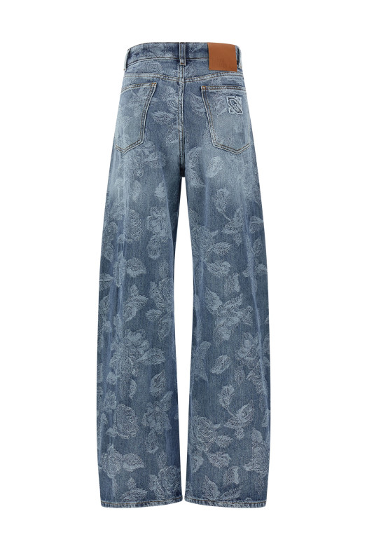 Jacquard flower jeans Blue
