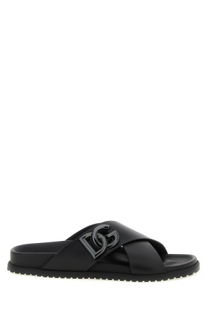 Leather slides Black