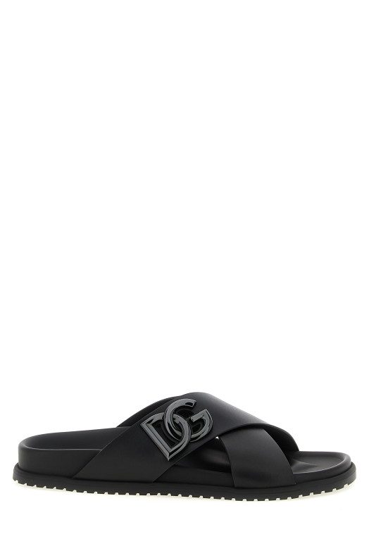Leather slides Black