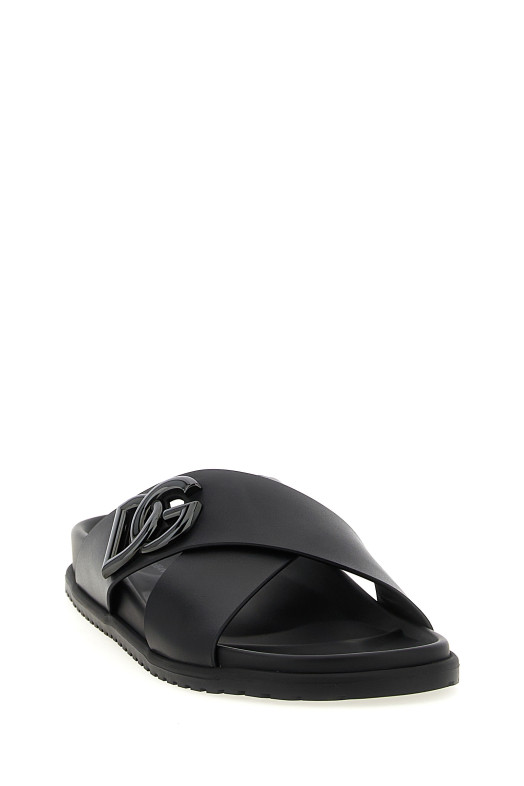 Leather slides Black