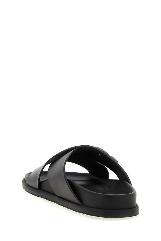 Leather slides Black