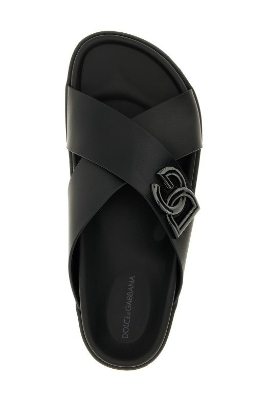 Leather slides Black