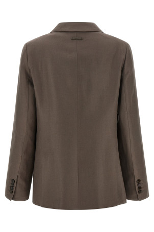Satin linen blazer Brown