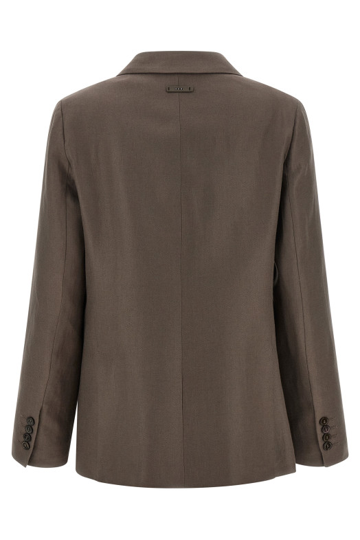Satin linen blazer Brown