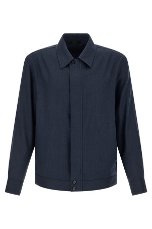 Linen wool blouson Blue