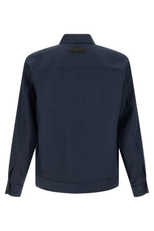 Linen wool blouson Blue