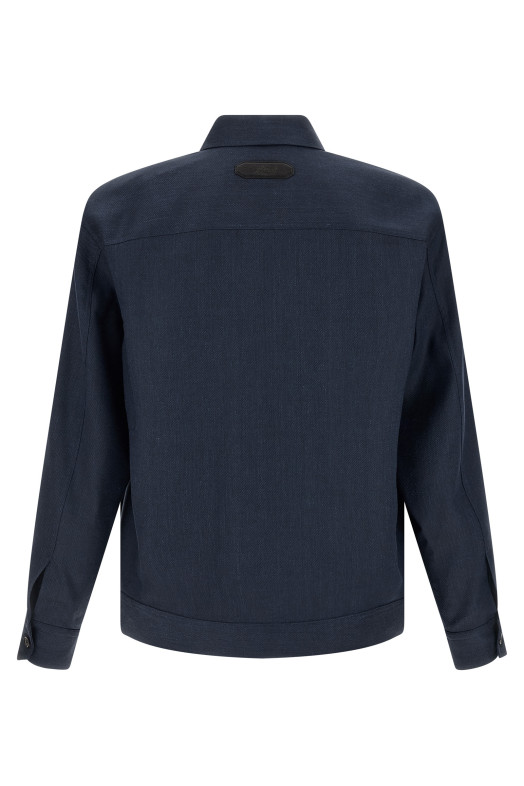 Linen wool blouson Blue