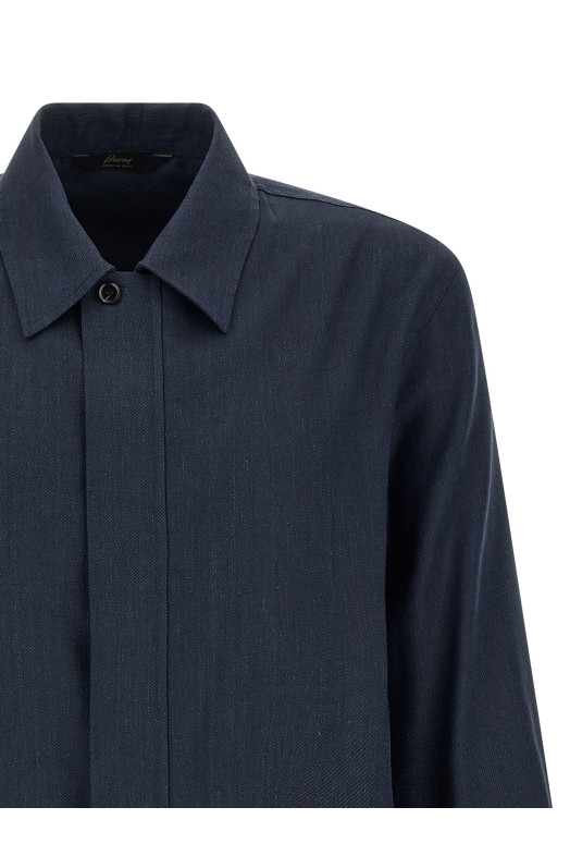 Linen wool blouson Blue