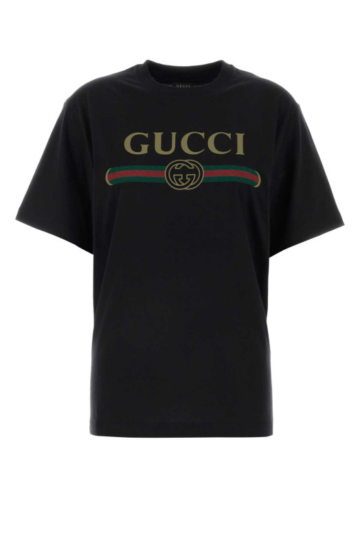 Black cotton blend t-shirt GUCCI (865015XJHUF)