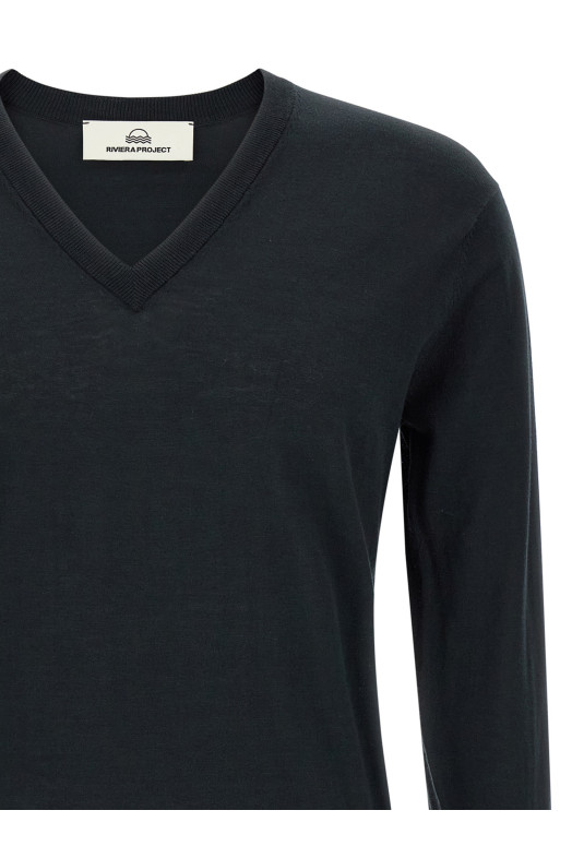 Cotton and silk sweater Blue