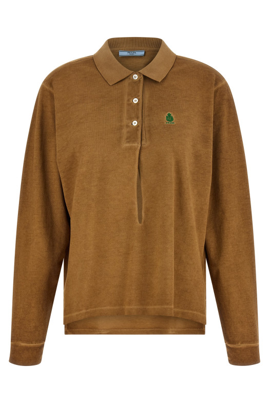 Logo embroidery polo shirt Beige