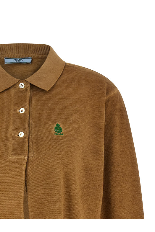 Logo embroidery polo shirt Beige