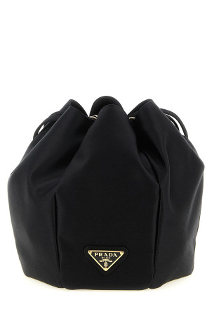 Satin mini bucket bag Black