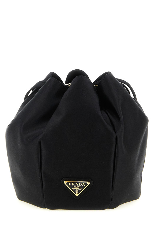 Satin mini bucket bag Black
