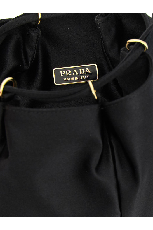 Satin mini bucket bag Black