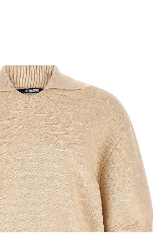 'Le Polo Maille Chevron' polo shirt Beige