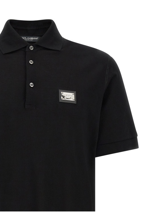 Logo plate polo shirt Black
