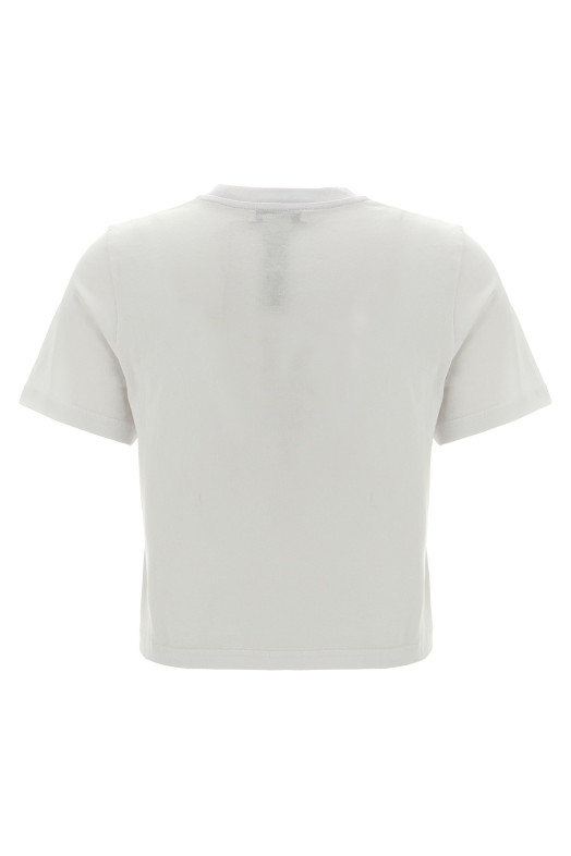 'Anchor embroidery pannelled cropped' T-shirt  White