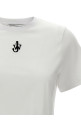 'Anchor embroidery pannelled cropped' T-shirt  White
