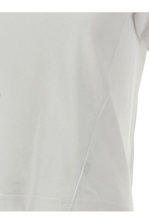 'Anchor embroidery pannelled cropped' T-shirt  White
