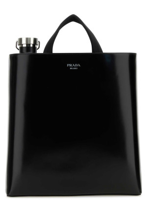 Black leather shopping bag Black PRADA (2VG113ZO6)