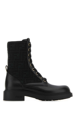 Black canvas and leather ankle boots FENDI (8T8857A379)