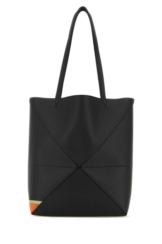 Charcoal leather medium Puzzle Fold shopping bag LOEWE (A779G50X90)