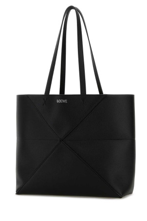 Black leather medium Puzzle Fold shopping bag Black LOEWE (A779PEWX04)