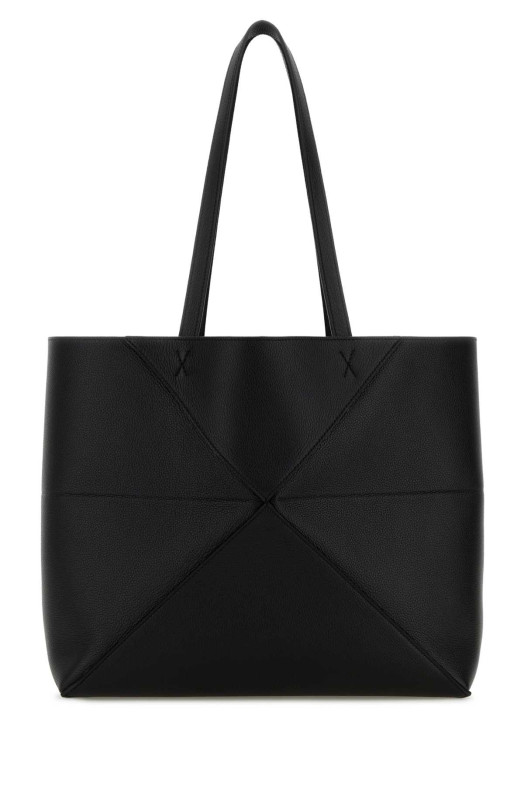 Black leather medium Puzzle Fold shopping bag Black LOEWE (A779PEWX04)