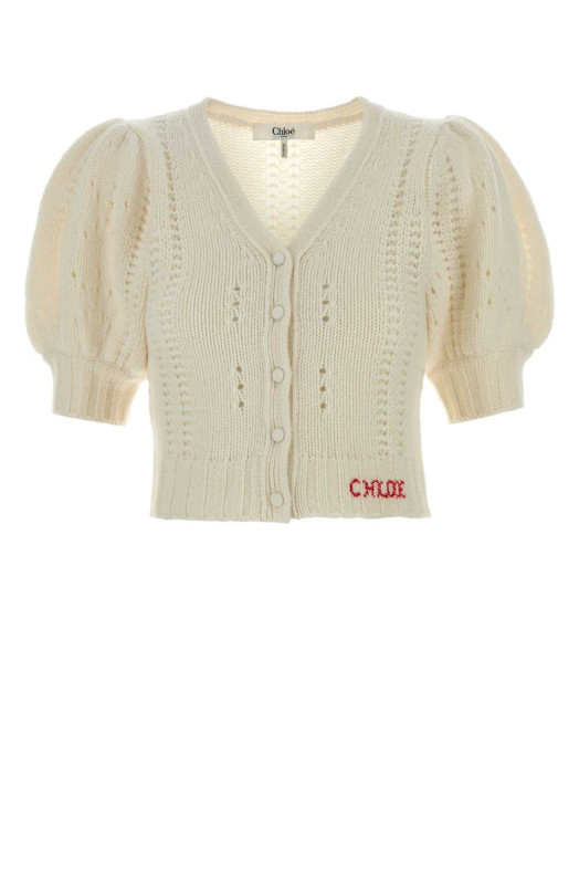 Ivory wool blend cardigan Beige CHLOE (CH25WMC05590)