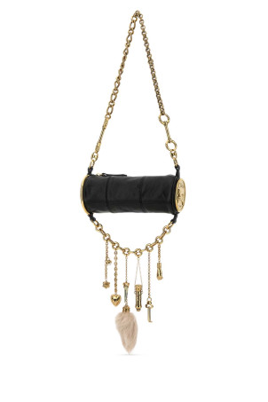 Black leather ChÃ¢teau Treasures shoulder bag CHLOE (CH25WS711Q52)