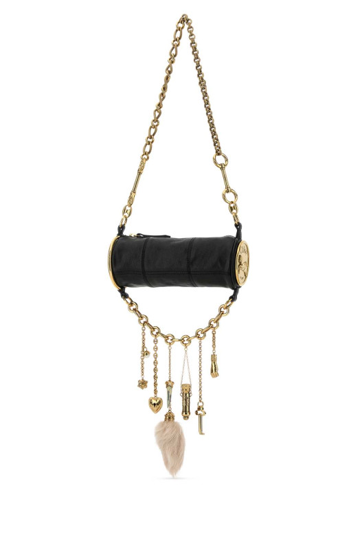 Black leather ChÃ¢teau Treasures shoulder bag CHLOE (CH25WS711Q52)