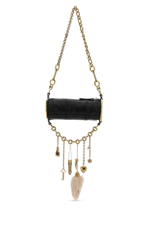 Black leather ChÃ¢teau Treasures shoulder bag CHLOE (CH25WS711Q52)