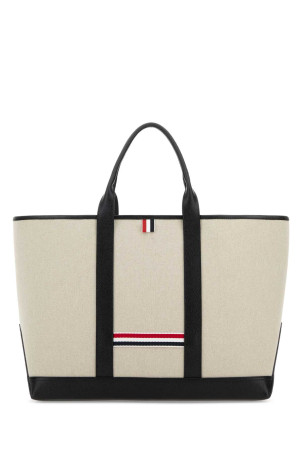 Sand canvas medium Rwb-Stripe shopping bag THOM BROWNE (MAG389AF0492)