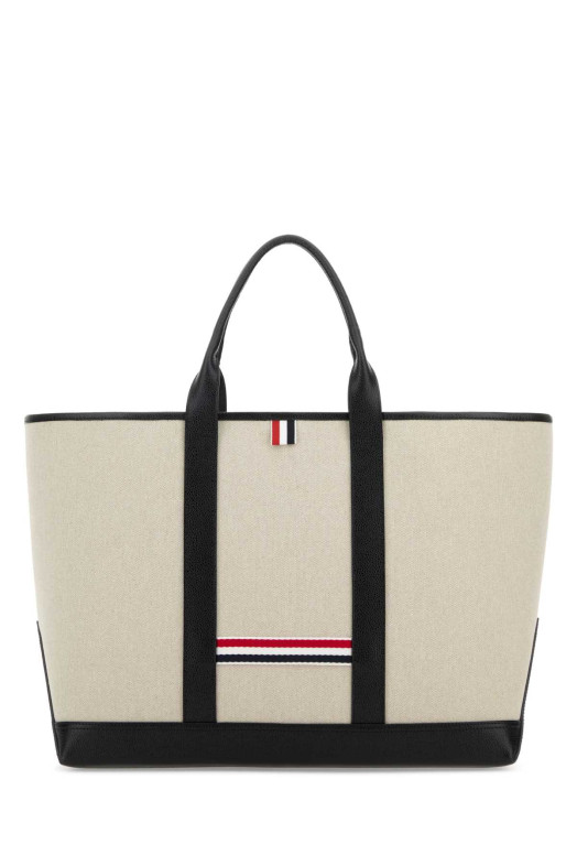 Sand canvas medium Rwb-Stripe shopping bag THOM BROWNE (MAG389AF0492)