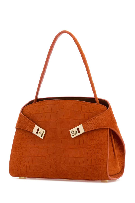 Orange suede medium Hug Soft shoulder bag SALVATORE FERRAGAMO (219816792870)