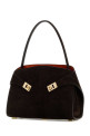 Dark brown suede medium Hug Soft shoulder bag Brown SALVATORE FERRAGAMO (219816792871)