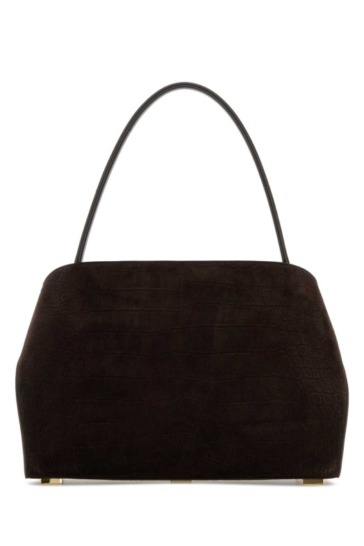 Dark brown suede medium Hug Soft shoulder bag Brown SALVATORE FERRAGAMO (219816792871)