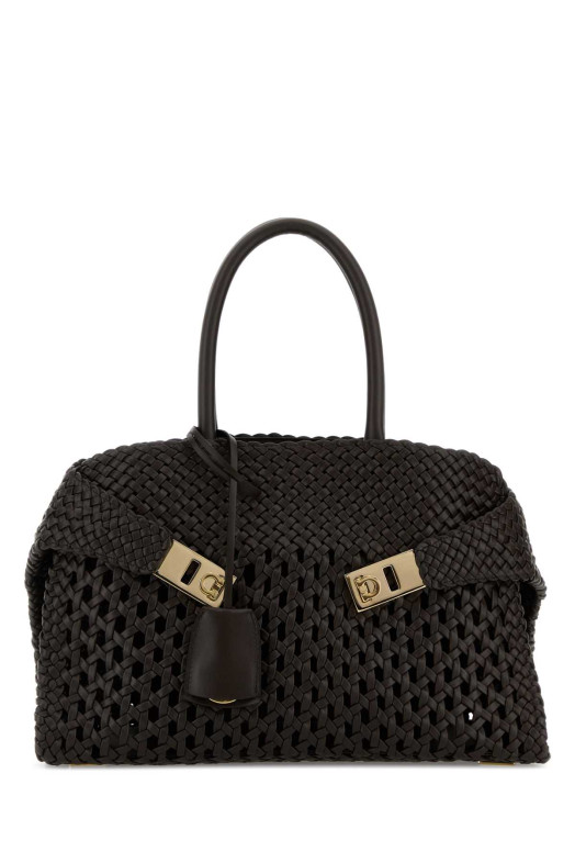 Dark brown leather Hug handbag Brown SALVATORE FERRAGAMO (21A474789996)