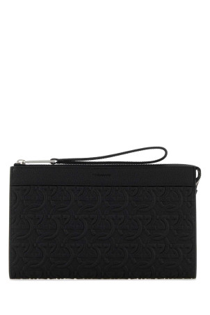 Black leather clutch Black SALVATORE FERRAGAMO (241483769473)