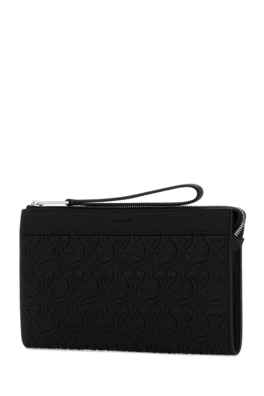 Black leather clutch Black SALVATORE FERRAGAMO (241483769473)