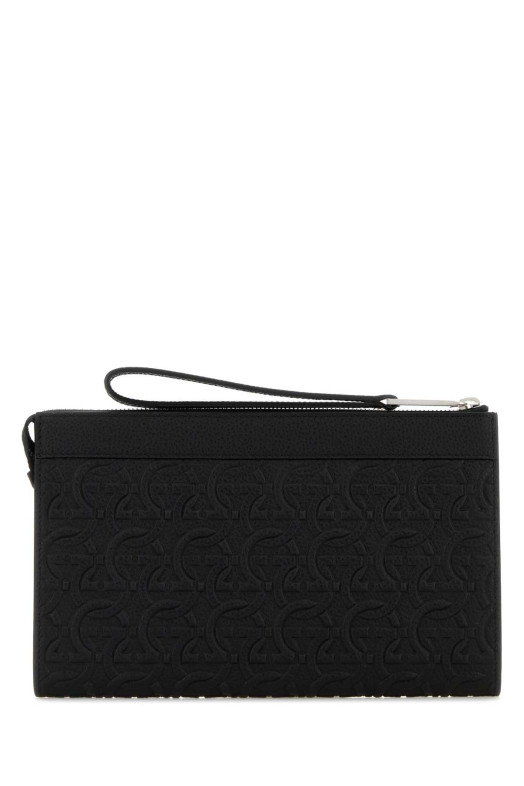 Black leather clutch Black SALVATORE FERRAGAMO (241483769473)