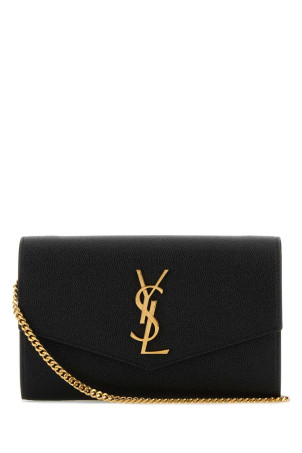Black leather Uptown clutch Black SAINT LAURENT (6077881GF0J)
