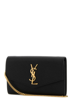 Black leather Uptown clutch Black SAINT LAURENT (6077881GF0J)