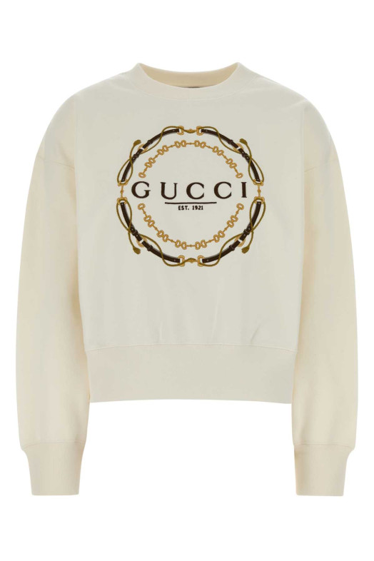 Ivory cotton sweatshirt GUCCI (837931XJHQV)
