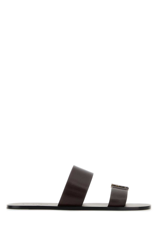 Dark brown leather Babylone slippers SAINT LAURENT (863524DWETT)