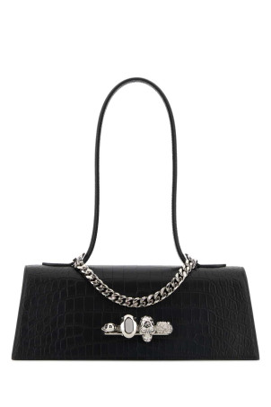 Black leather Jewelled shoulder bag Black ALEXANDER MCQUEEN (8661371HBT2)