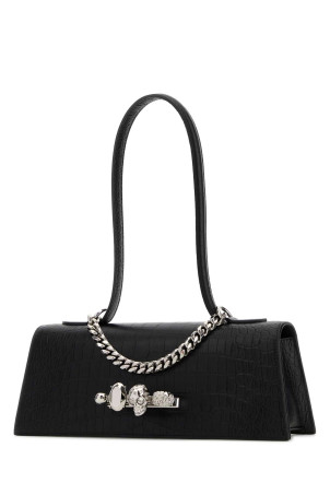 Black leather Jewelled shoulder bag Black ALEXANDER MCQUEEN (8661371HBT2)
