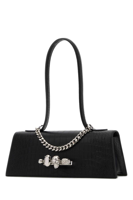 Black leather Jewelled shoulder bag Black ALEXANDER MCQUEEN (8661371HBT2)