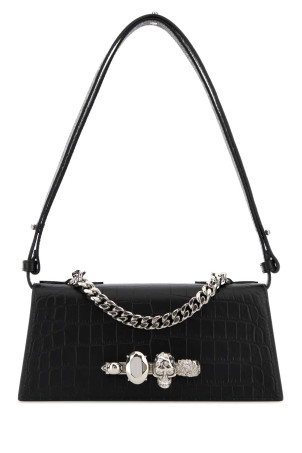 Black leather mini Jewelled shoulder bag Black ALEXANDER MCQUEEN (8661381HBT2)